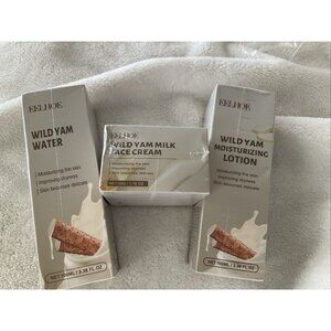 Wild Yam Face Cream Milk 1.76 Oz, Lotion 3.38oz & Water 3.38oz Brightening Set 3